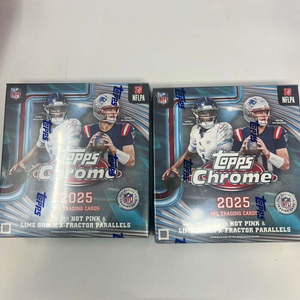 2025 Topps Chrome Mega Box NFL Football Trading Cards Lot of 2 Factory Sealed